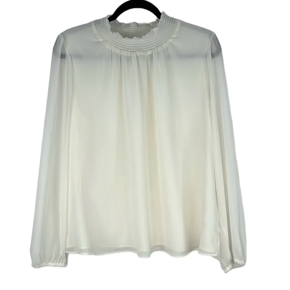 J. Crew Turtleneck Crepe Lined Long Sleeve Blouse Size XL